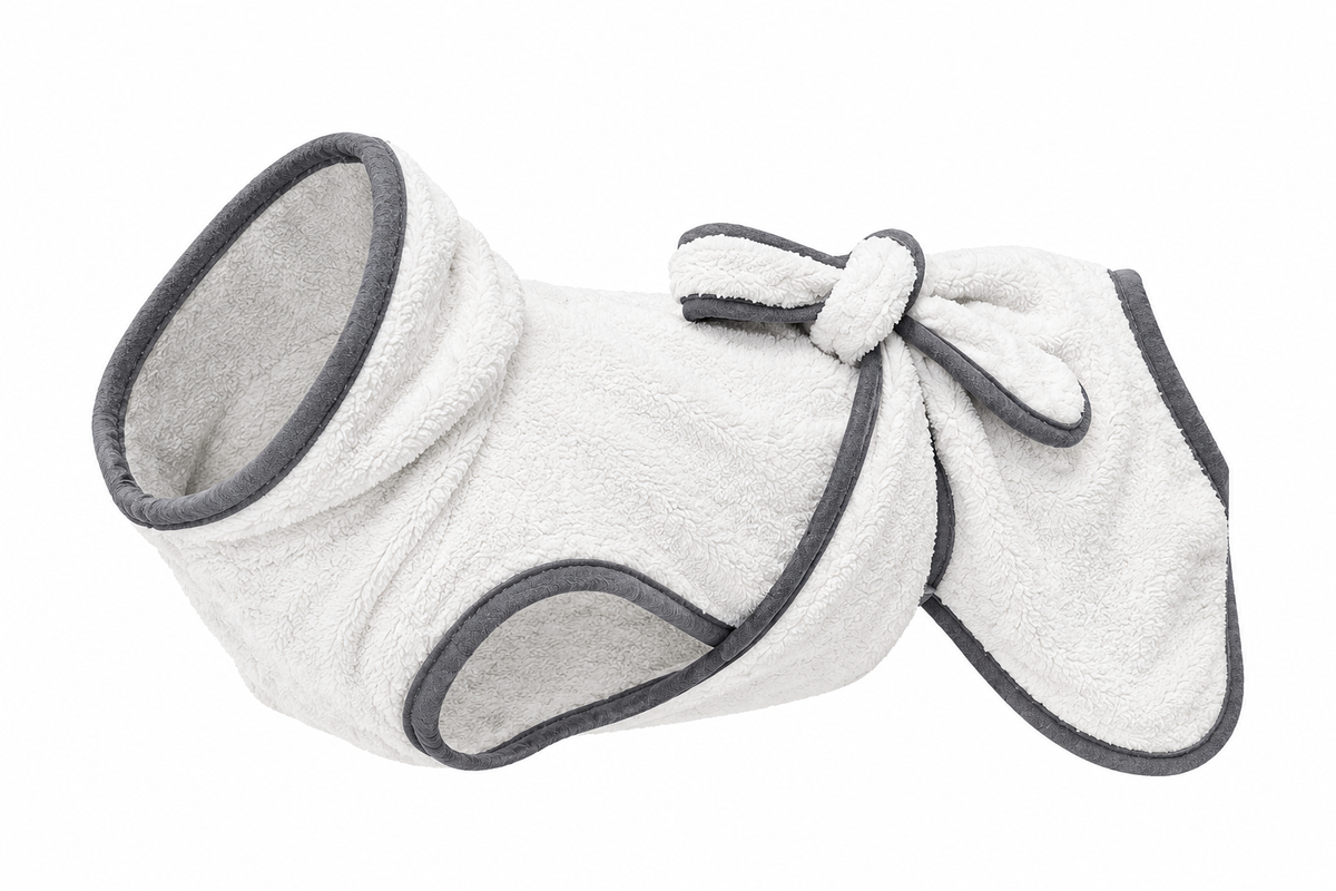 Dongker Dog Tie Bathrobe Coral Fleece Bow
