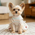 Dongker Cat Sleeveless Dress Striped Rib Knit Eyelet Lace