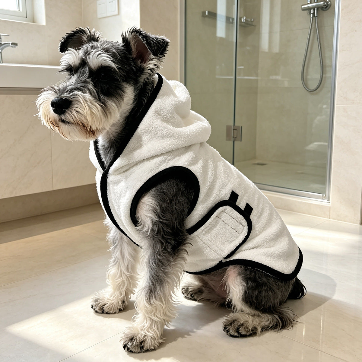 Dongker Dog Hooded Bath Towel Coral Fleece Hook and Loop