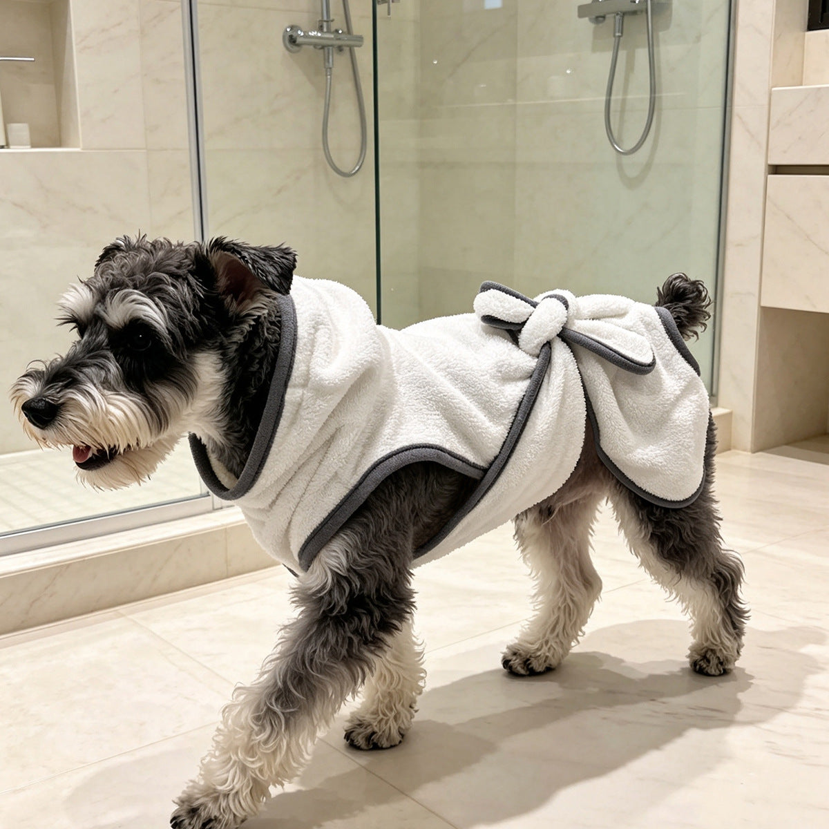 Dongker Dog Tie Bathrobe Coral Fleece Bow