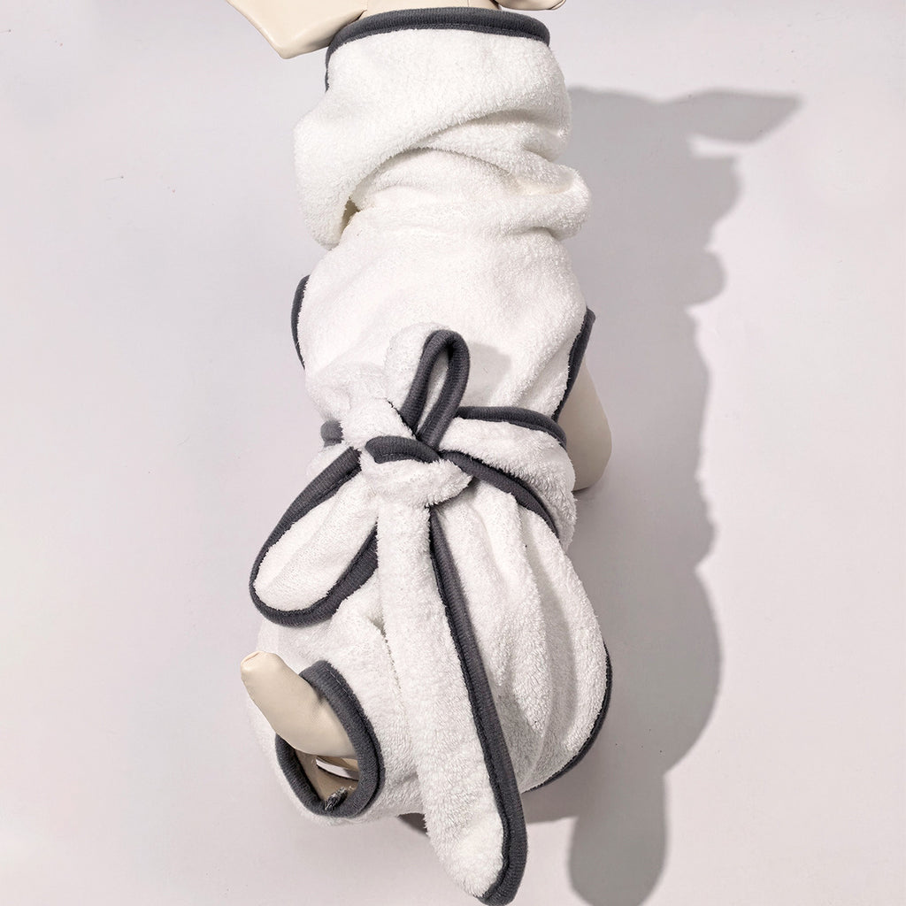 Dongker Dog Tie Bathrobe Coral Fleece Bow