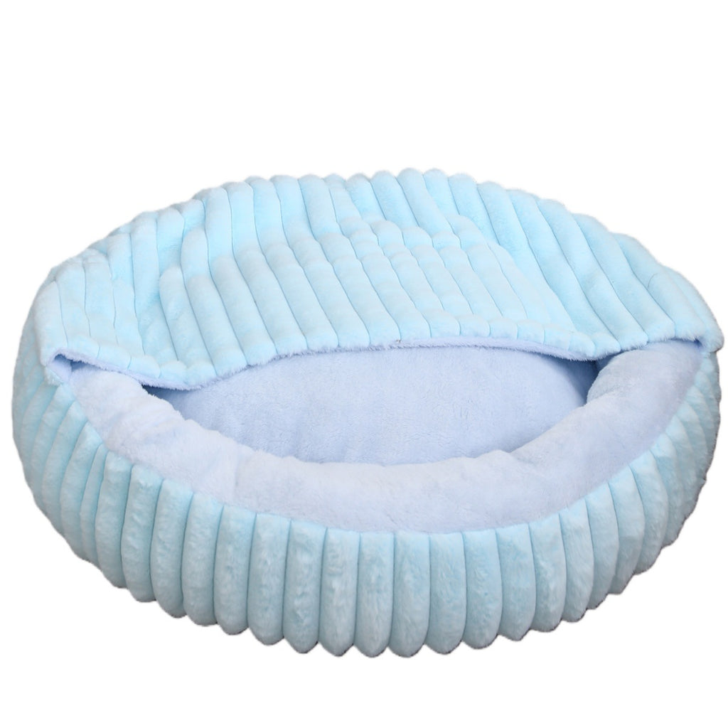 Dongker Pet Hooded Cuddle Bed Plush Non-Slip Base