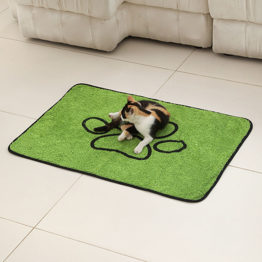 Dongker Pet Chenille Mat Paw Print Bound Edges