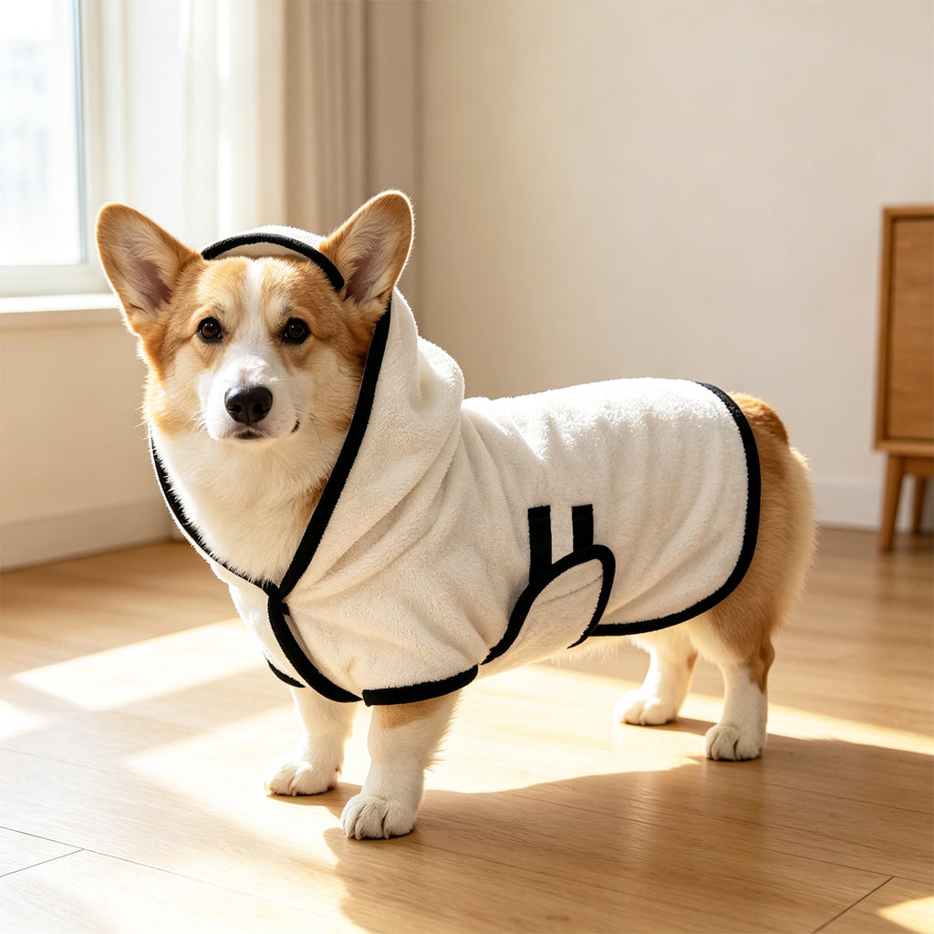 Dongker Dog Hooded Bath Towel Coral Fleece Hook and Loop