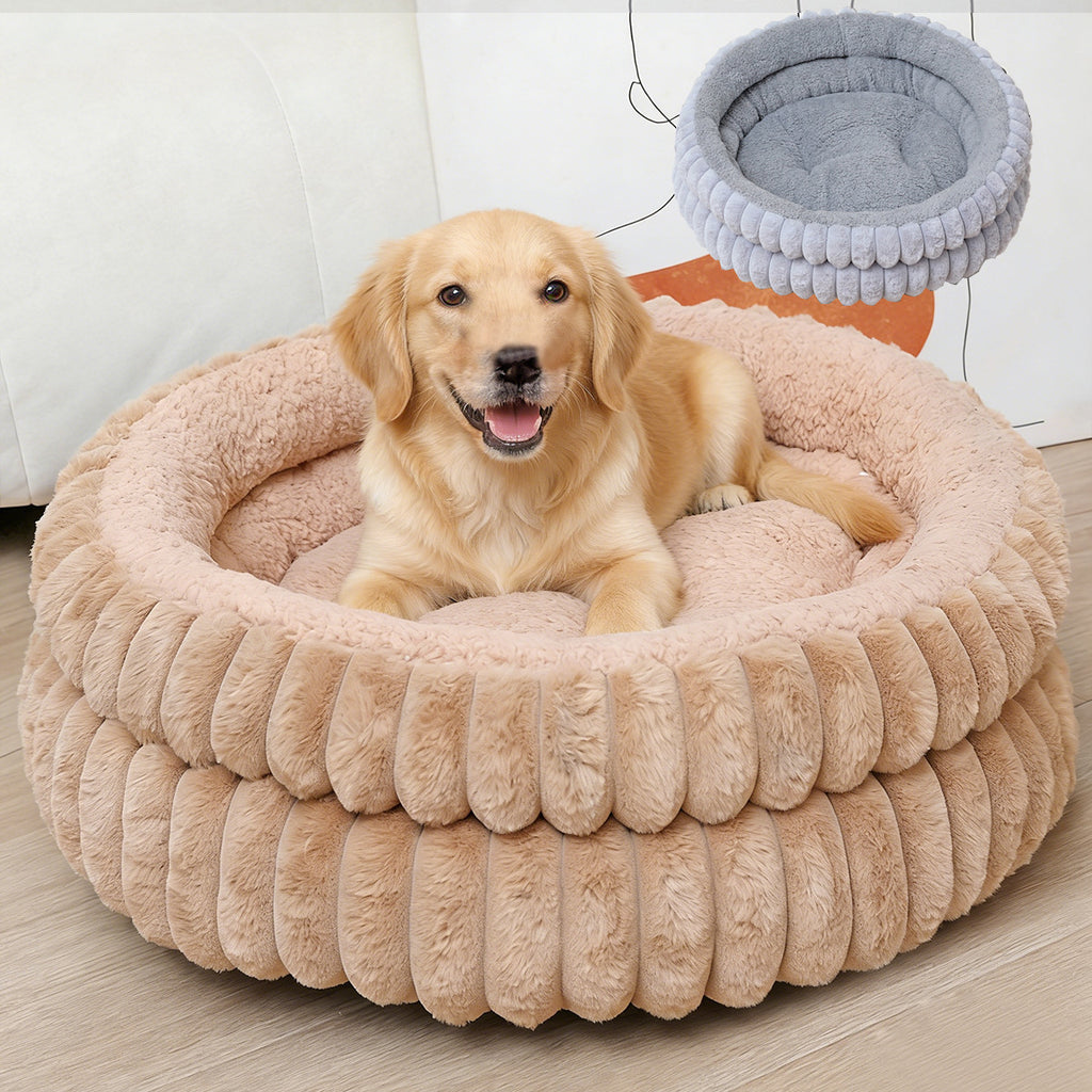 Dongker Dog Donut Bed Double Layer Plush
