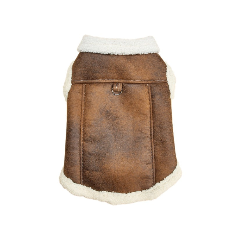 Dongker Dog Sleeveless Vest Faux Suede Sherpa Lining Zip