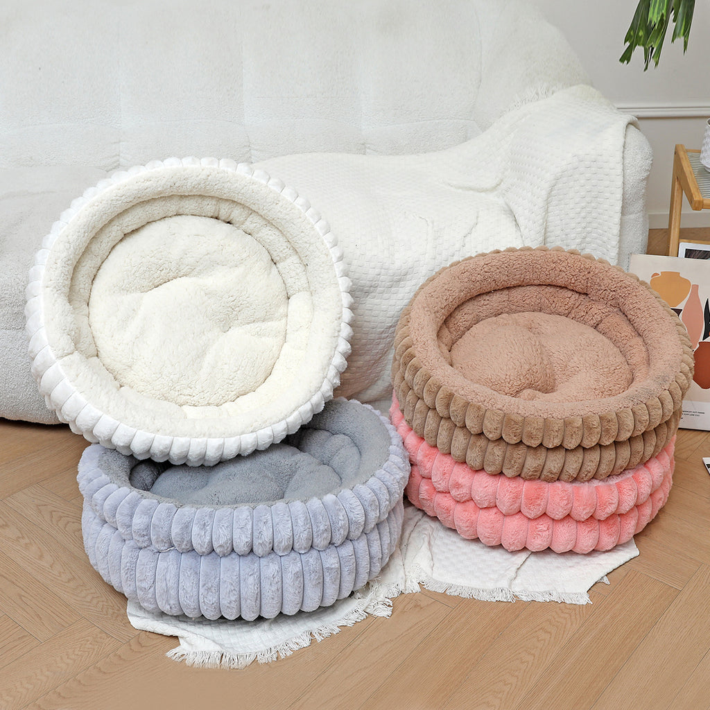 Dongker Dog Donut Bed Double Layer Plush