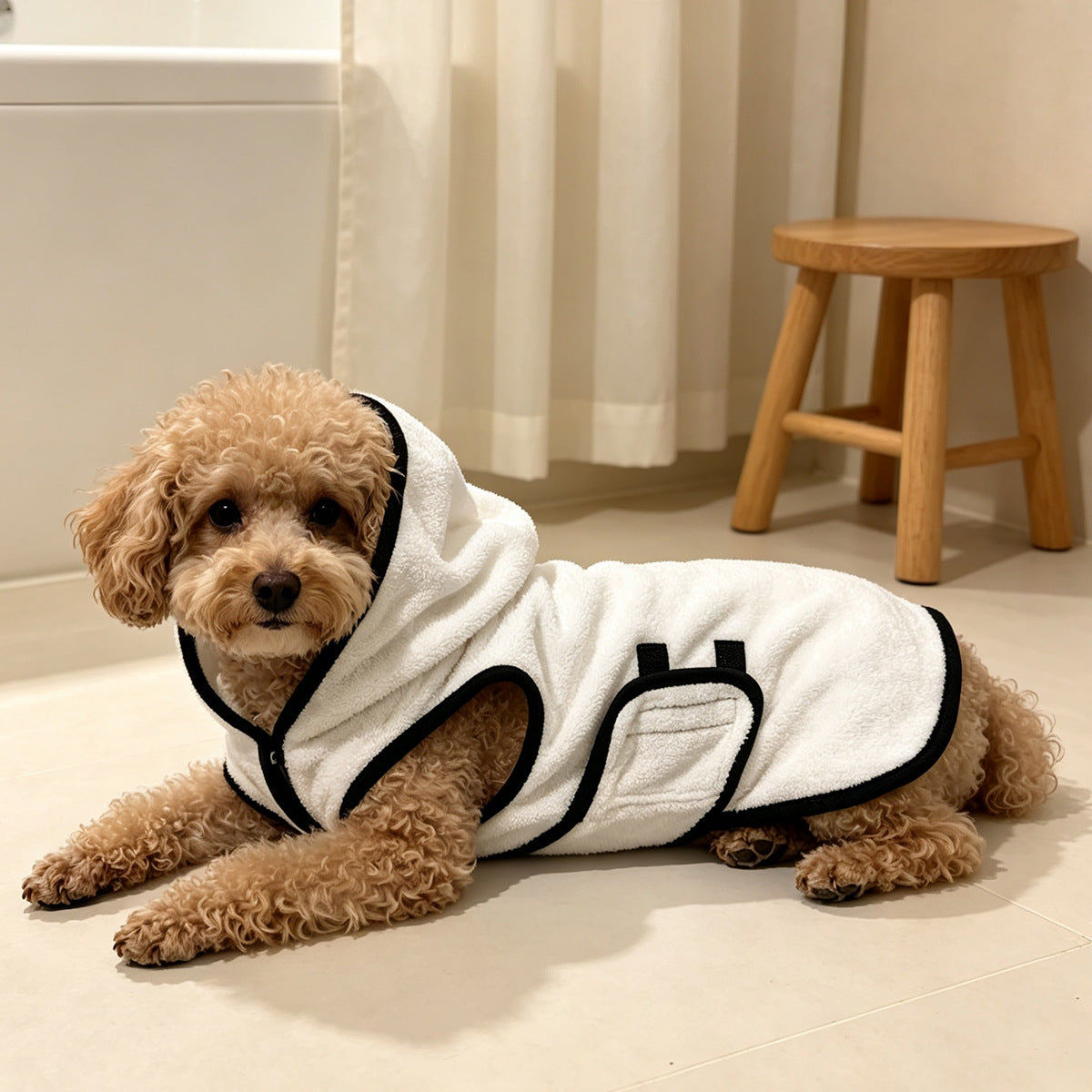 Dongker Dog Hooded Bath Towel Coral Fleece Hook and Loop