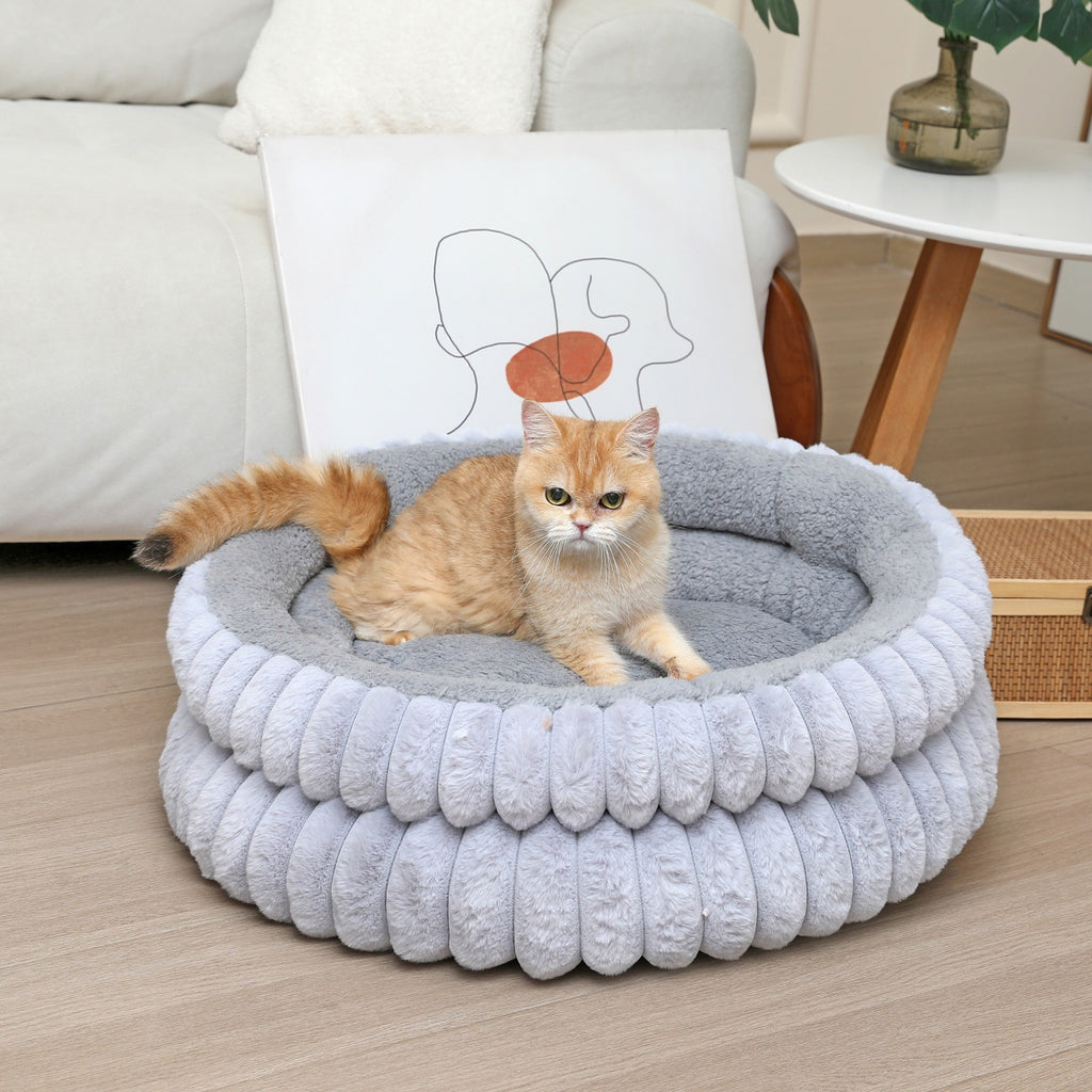 Dongker Dog Donut Bed Double Layer Plush